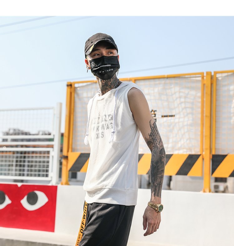 FINDSENSE H1 2018 夏季 新款 男 個性 原宿風 嘻哈 修身 連帽背心 馬甲  獨家款