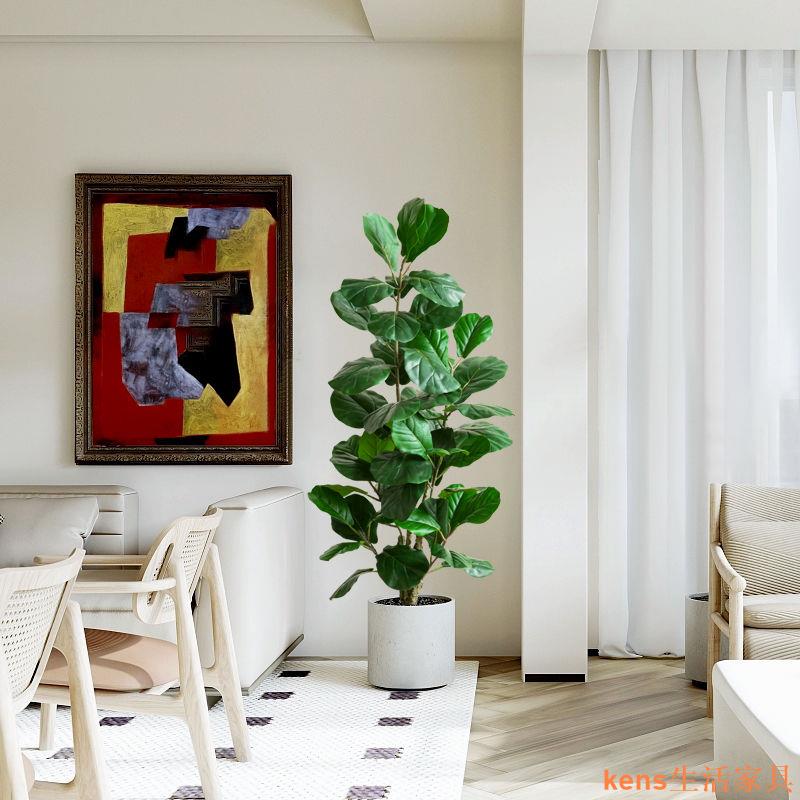 免運 仿真植物 仿真樹 仿真綠植 仿真擺飾 假樹 仿真綠植假植物琴葉榕高端輕奢客廳裝飾大型仿生盆栽室內盆景擺件特惠/開立發票K0929 2