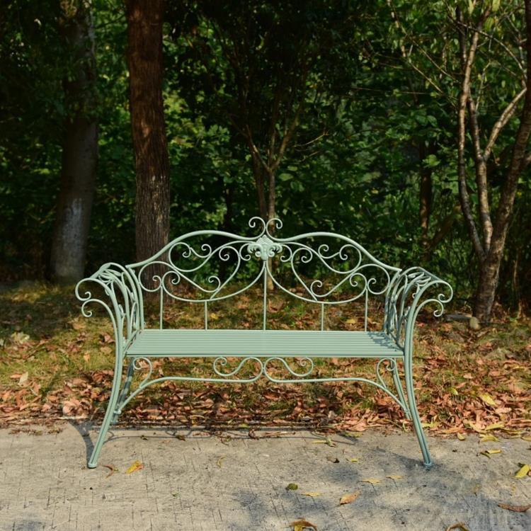 美式鄉村鐵藝雙人椅長凳別墅花園庭院裝飾休閒椅公園戶外靠背椅子【青木鋪子】