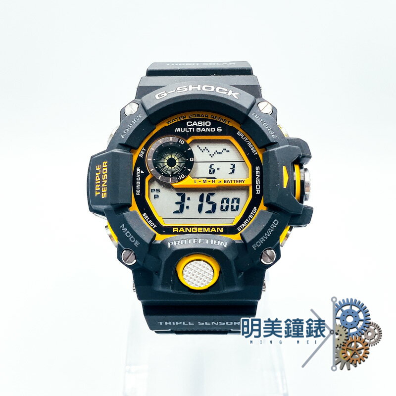 ◆明美鐘錶眼鏡◆CASIO 卡西歐/ G-SHOCK/GW-9400Y-1/太陽能三重感應器多功能運動腕錶/特價優惠