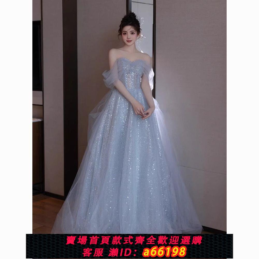 【臺灣公司 可開發票】晚禮服女高階感2024新款宴會氣質輕奢聲樂藝考主持人高定生日紗裙