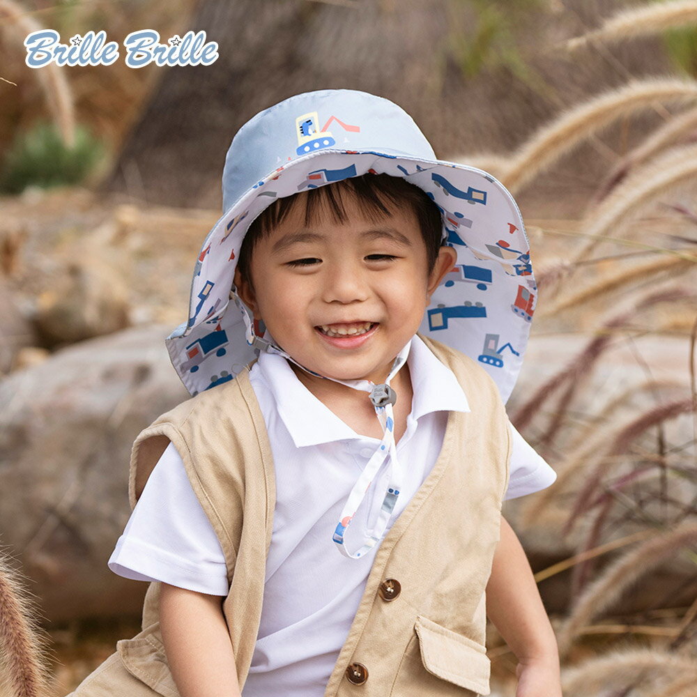 【Brille Brille】魟魚系列Manta Ray頸部防護 兒童防曬帽加長型-建築高手