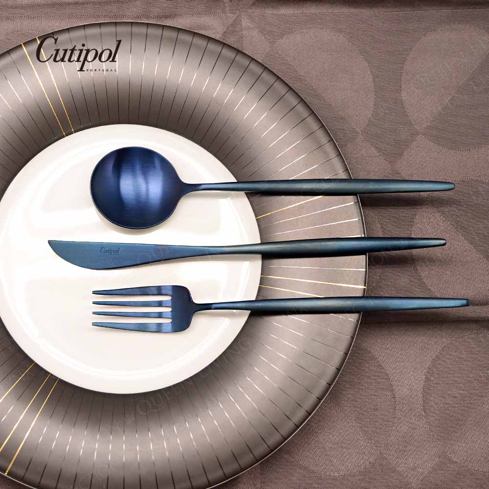 葡萄牙Cutipol MOON系列-主餐刀+叉子+湯匙3件組 (宇宙藍)