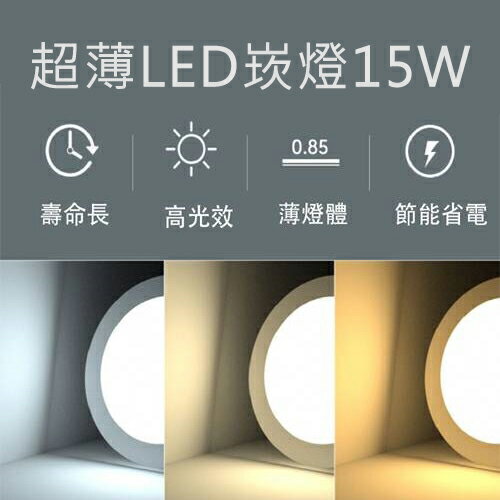 【現貨】LED崁燈 崁燈 15w崁燈 寶島之光超薄LED崁燈15W 崁燈 三色燈具 柚柚的店