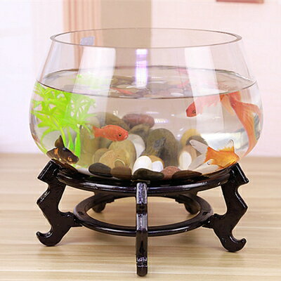 買一送一生態魚缸 創意水族箱生態圓形玻璃金魚缸 大號烏龜缸 迷你小型造景水培花瓶 卡洛琳