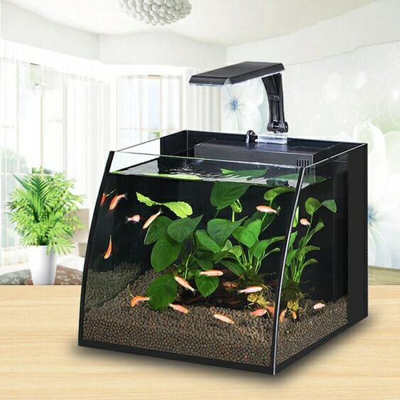 生態魚缸 迷你家用小型客廳玻璃創意桌面生態魚缸水族箱懶人魚缸金魚烏龜缸 MKS 卡洛琳