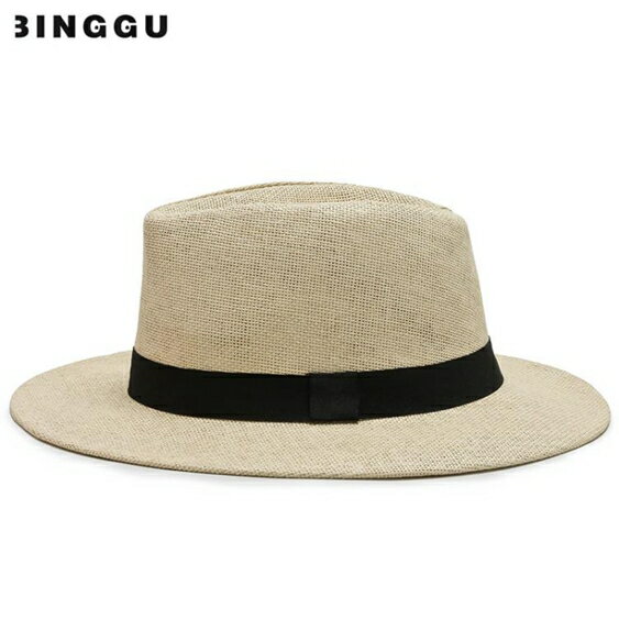 買一送一紳士帽 中老年人男士夏季遮陽禮帽老人爸爸草帽夏天爵士帽涼帽戶外防曬帽 薇薇 5