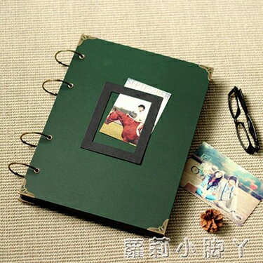 買一送一相冊超大墨綠 DIY黏貼式手工厚咖啡廳手繪菜單簽到本冊拍立得影集 蘿莉小腳丫