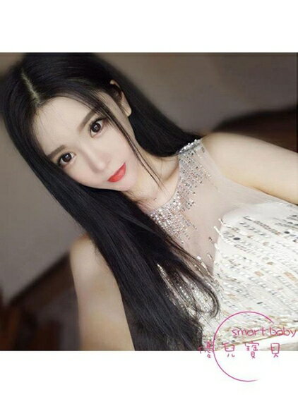 假髮 假髮女中長髮黑色中分瀏海模擬u型長直髮自然逼真全頭套式 【快速出貨】