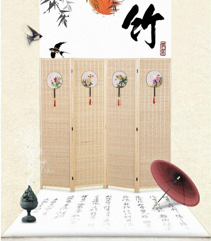 屏風隔斷廚房中式餐廳飯店小炒包間隔屏移動摺疊簡易屏風竹編 小山好物