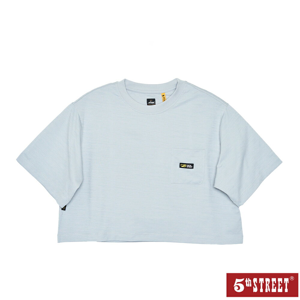 女裝 涼感短T 短版 短袖T恤 TEE 上衣 淺灰 (571058) 【5th STREET】【全館滿$3000贈環保餐具收納包】