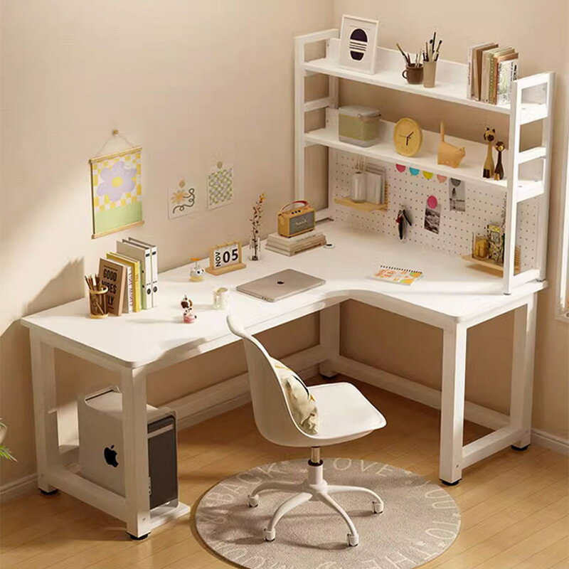 APP下單享點數9% 轉角書桌l型電腦桌臺式家用拐角書桌書架一體臥室女生桌子工作臺