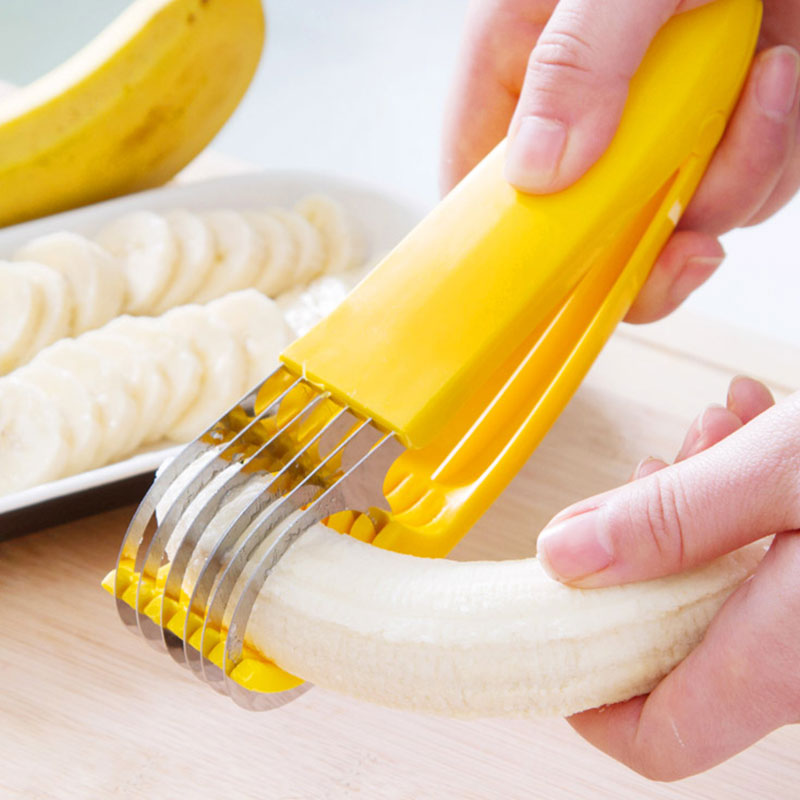 杜博爾 創意香蕉切片器 多功能水果分割器不銹鋼火腿腸切刀水果刀1入