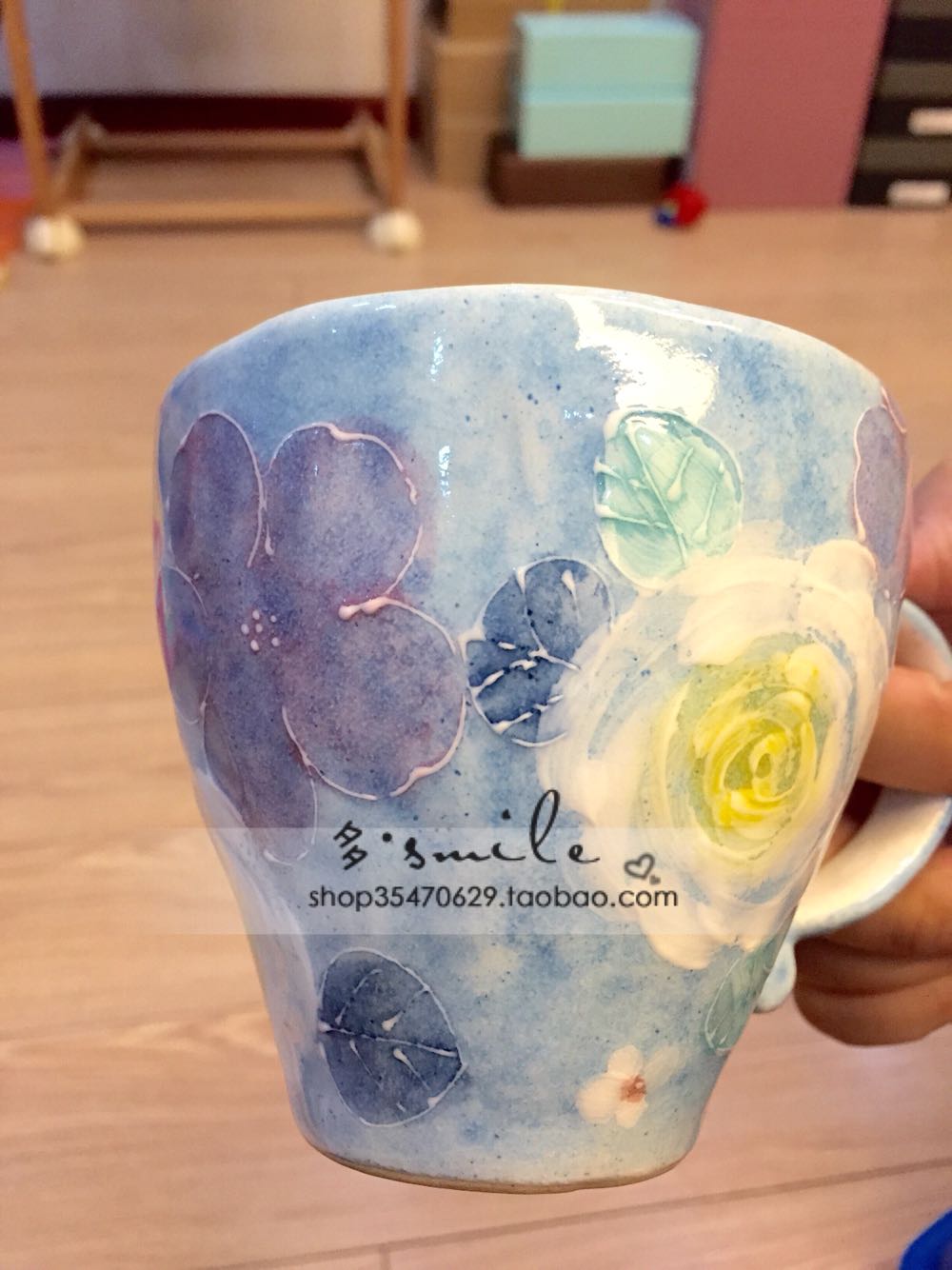 瀨戶燒手繪手工彩繪繁花花朵花卉色彩花間取馬克杯櫻花杯