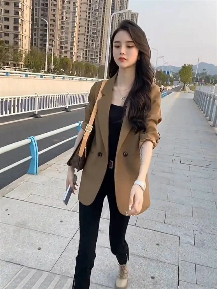 小個子顯瘦女士小西裝外套女裝2024新款春秋高級感氣質西服上衣【淘夢屋】