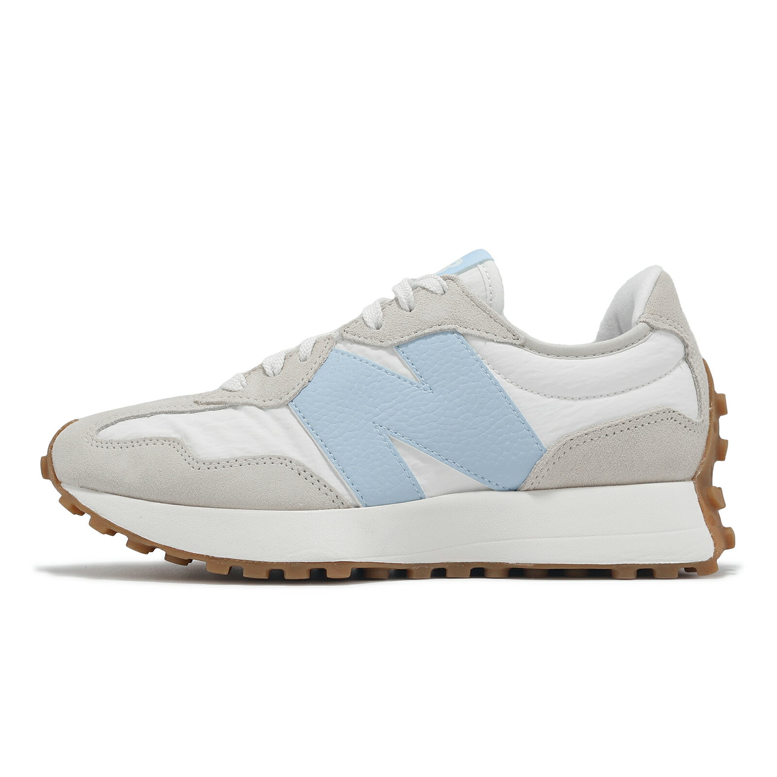 New Balance NB 休閒鞋 327 女鞋 米白 藍 麂皮 拼接 復古 膠底 運動鞋 NB WS327FTA-B