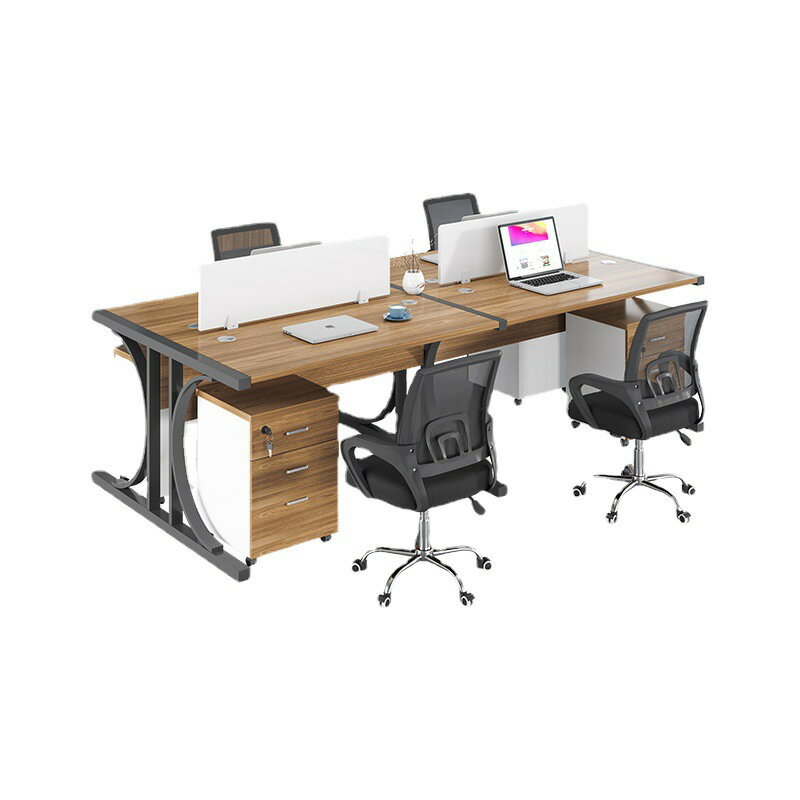 辦公室員工桌四人位鋼架電腦桌訂做板式工位桌職員辦公桌組合