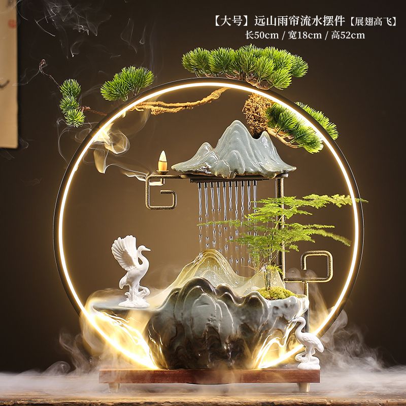 創意陶瓷循環招財流水噴泉加濕器家居客廳生財辦公室擺件開業禮品 3