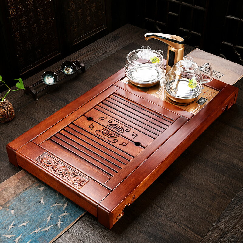 花梨木實木茶盤家用電磁爐一體功夫茶具全自動茶臺辦公室茶托