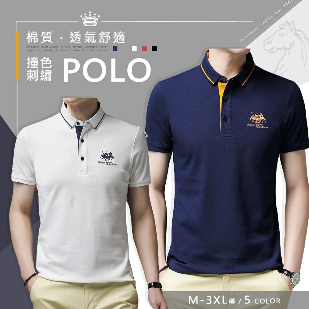 臺灣現貨⚡馬球刺繡男上衣短袖POLO衫-5色 M~3XL【C32109】美式休閒男夏天棉質上衣