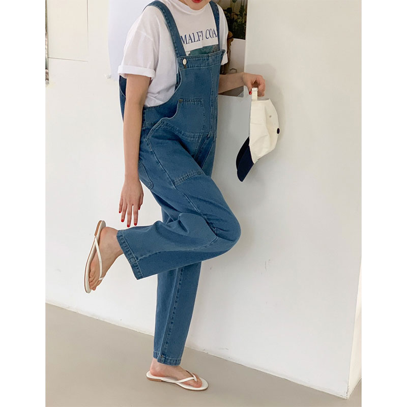 ANNAS 正韓牛仔吊帶褲 寬鬆牛仔褲 連身牛仔褲 8