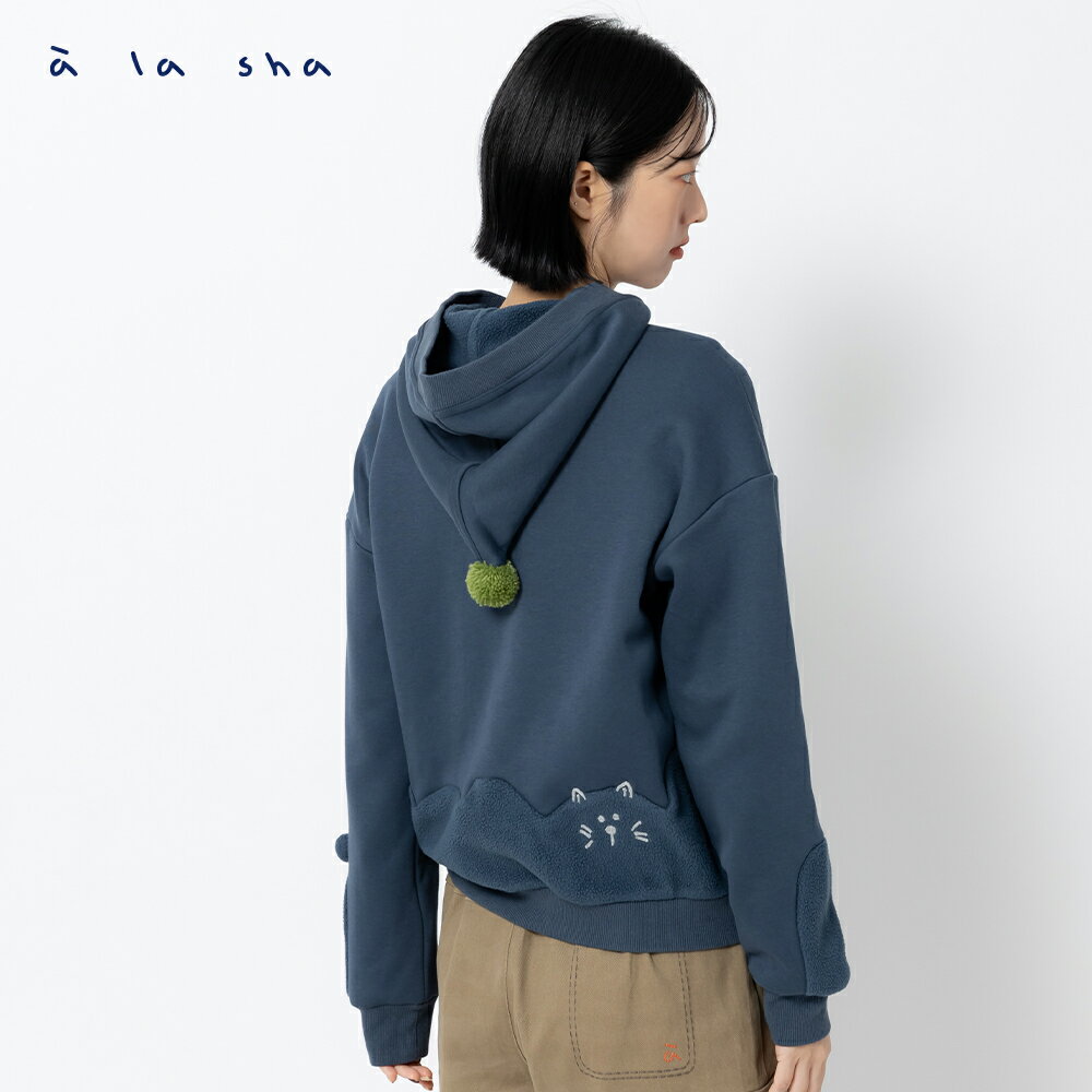 a la sha 童趣拼接尖尖連帽外套