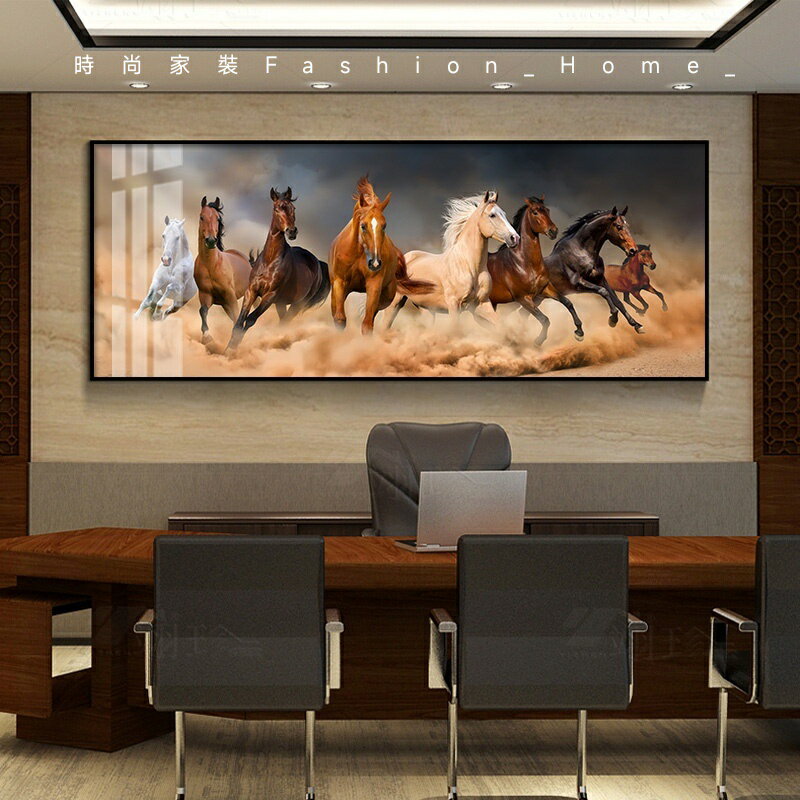 八駿圖掛畫 馬壁畫 八馬圖 馬到成功壁畫 八駿寶馬壁掛畫 客廳裝飾畫 藝術畫 辦公室 晶瓷畫 臥室床頭沙發背景墻壁飾