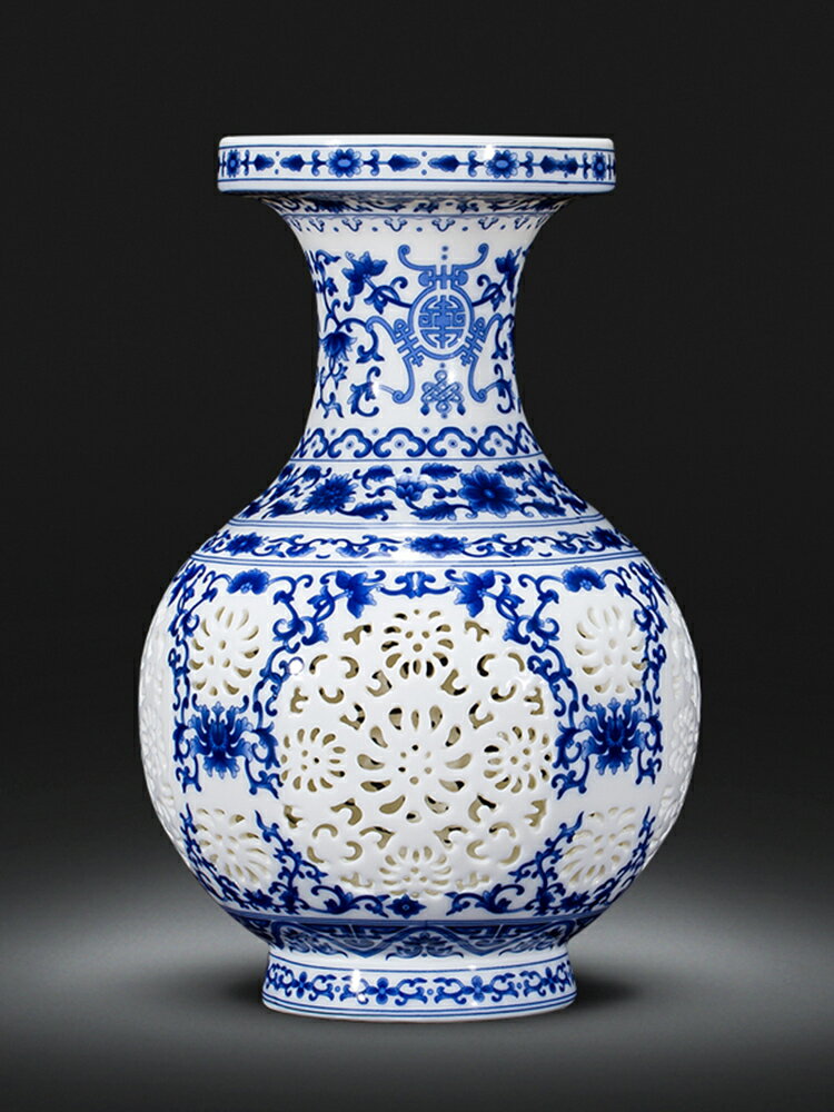 景德鎮陶瓷青花瓷小花瓶擺件插花中式家居客廳博古架裝飾品中國風