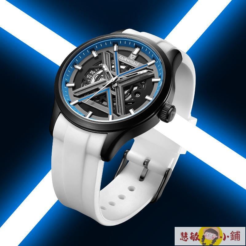 【可開發票】機械錶 時尚手錶 馬克華菲男士潮流機械表硅膠表帶帥氣品牌雙面鏤空透視防水手表男