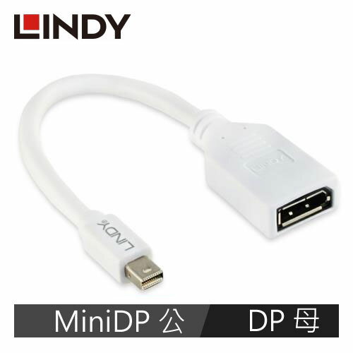 LINDY林帝 MINI DISPLAYPORT公 To DISPLAYPOR母 轉接器 20CM