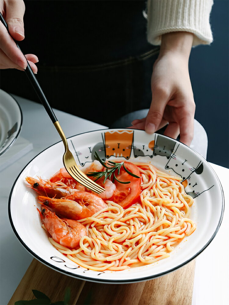 大碗面碗日式家用陶瓷單個面條牛肉拉面混沌湯碗燴拌面喇叭斗笠碗