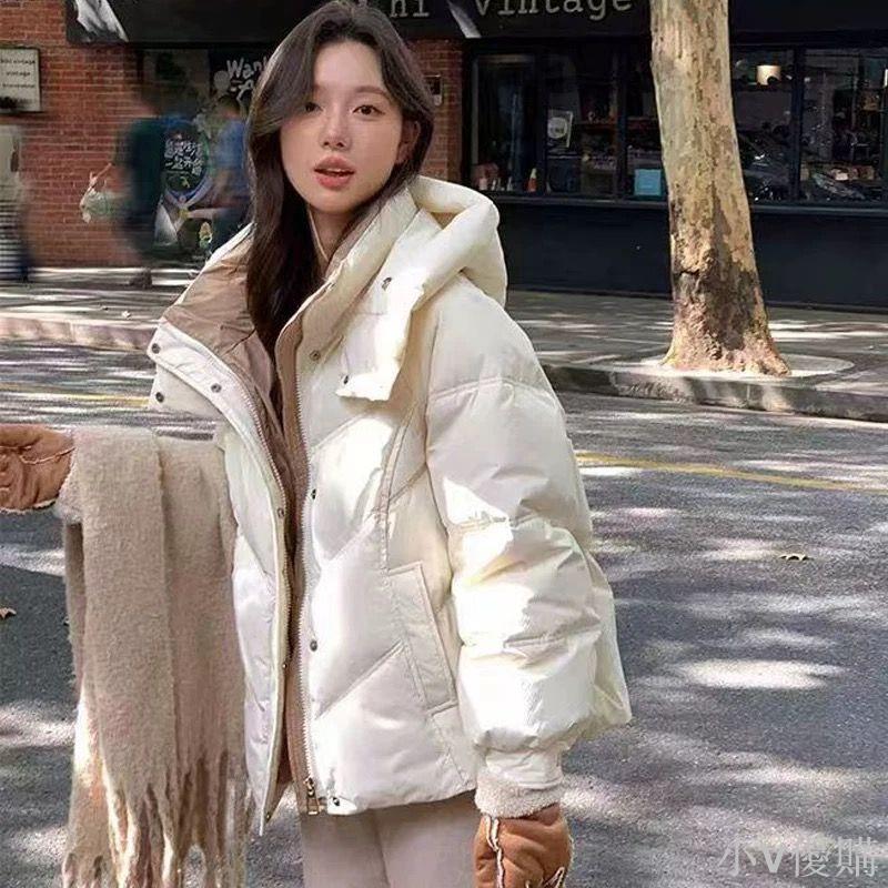 小V 羽絨棉服女短款2024冬季新款寬松小個子棉衣加厚麵包服棉襖厚外套