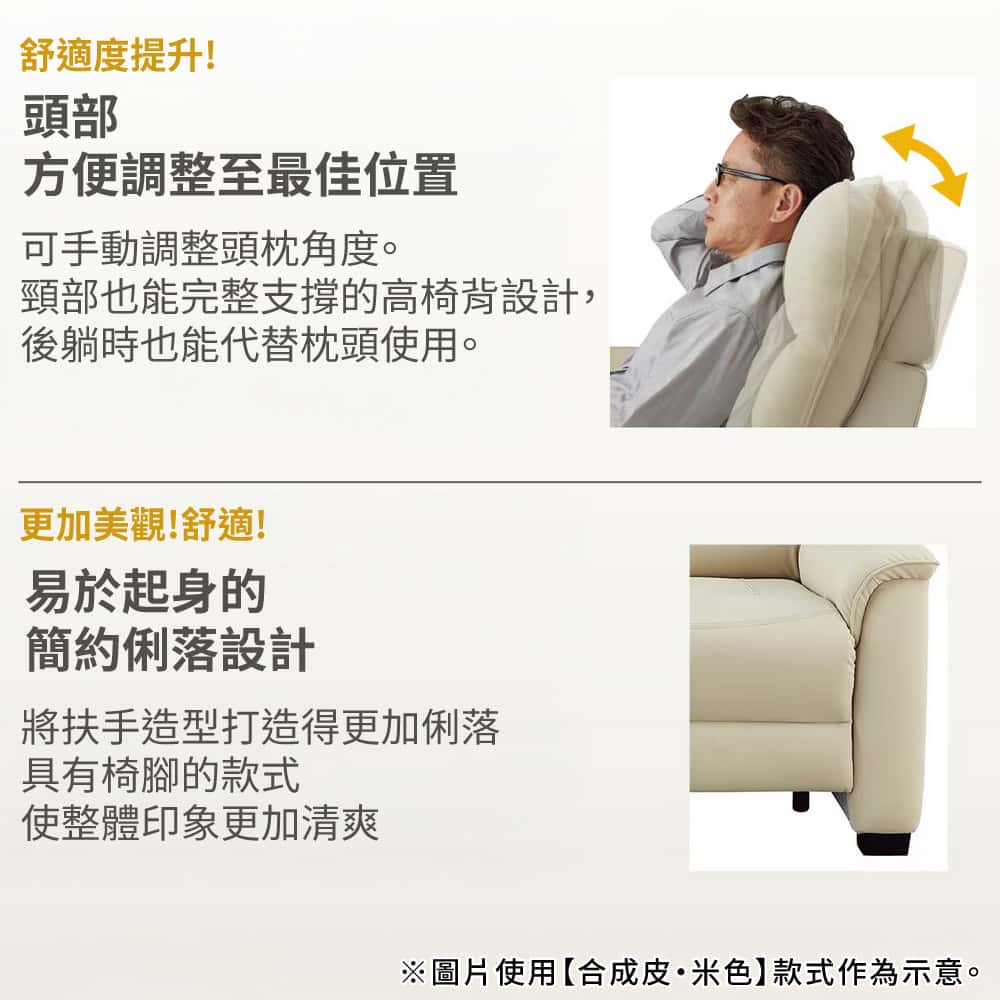 ◎3人用電動可躺式沙發 電動沙發 N-BELIEVA 3 NS合成皮 耐磨合成皮革 GY NITORI宜得利家居 2