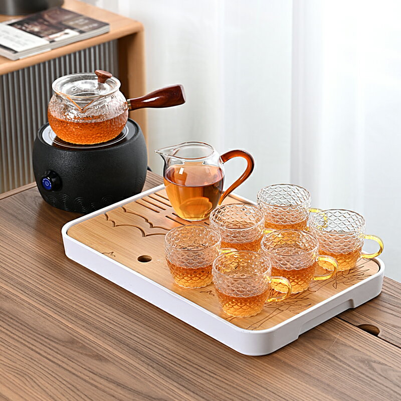 耐熱玻璃功夫茶具煮茶器日式套裝家用簡約現代花茶壺泡茶杯電陶爐