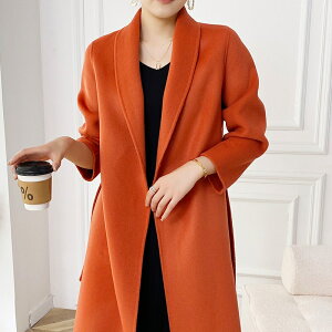 【巴黎精品】毛呢外套長款大衣-羊毛雙面呢簡約寬鬆女外套6色p1ag15