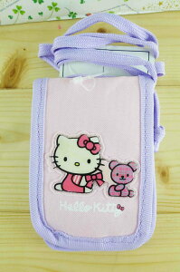 【震撼精品百貨】Hello Kitty 凱蒂貓 KITTY證件套附繩-小熊圖案-紫色 震撼日式精品百貨
