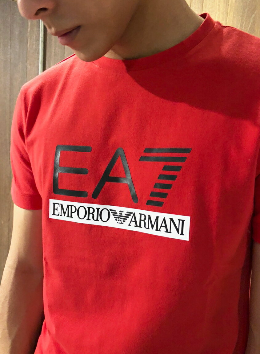 美國百分百【全新真品】Emporio Armani EA7 圓領 短袖 T恤 logo T-shirt 紅色 J062 2
