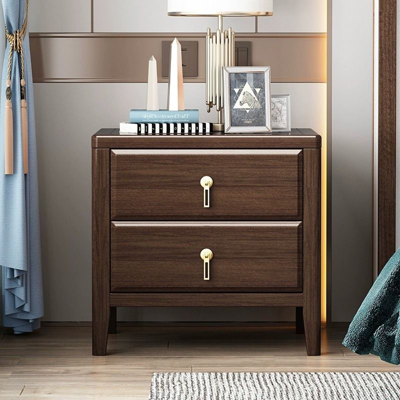 新中式烏金色床頭櫃家用實木高檔床邊櫃現代簡約儲物櫃臥室輕奢 全館免運