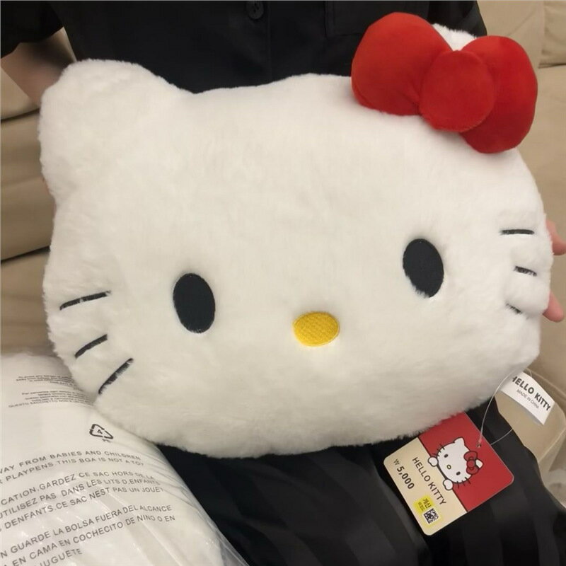 Kitty可愛貓頭毛絨抱枕沙發床頭靠墊車用靠枕午睡枕頭生日女