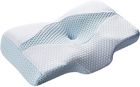 MyeFoam【日本代購】 日本專利品枕頭安眠肩部舒適低反彈枕頭中空設計支撐 向可洗 - 藍色