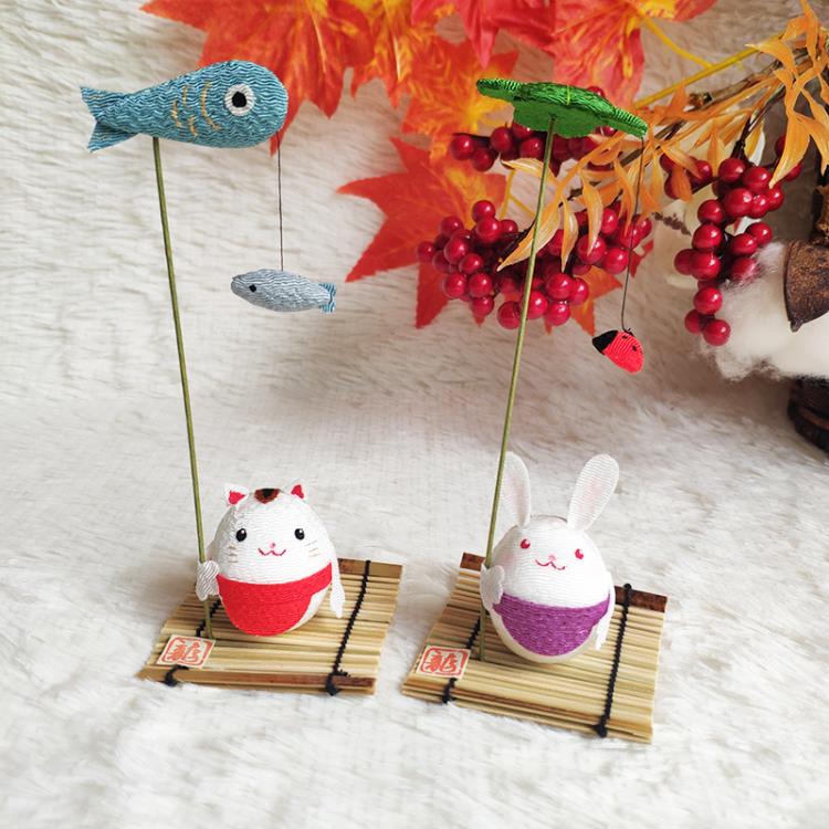 日式擺件 日式小擺件汽車載裝飾品日式桌面可愛貓咪兔子京都龍虎作生日禮物
