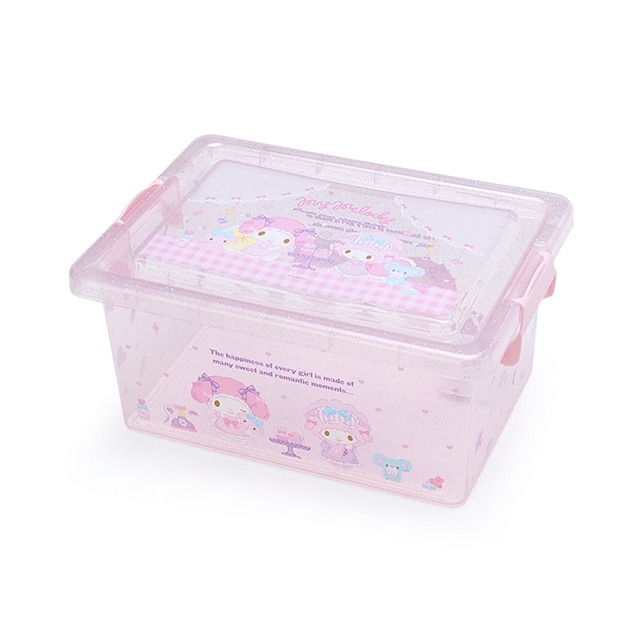 【震撼精品百貨】My Melody 美樂蒂~日本三麗鷗SANRIO 美樂蒂透明拿蓋收納箱 M 亮粉(粉茶會)*24087