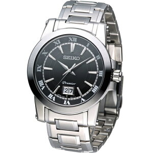 SEIKO 精工錶 Premier 大視窗日曆 紳士腕錶 6N76-00B0D(SUR015J1)-41mm-黑面鋼帶【刷卡回饋 分期0利率】