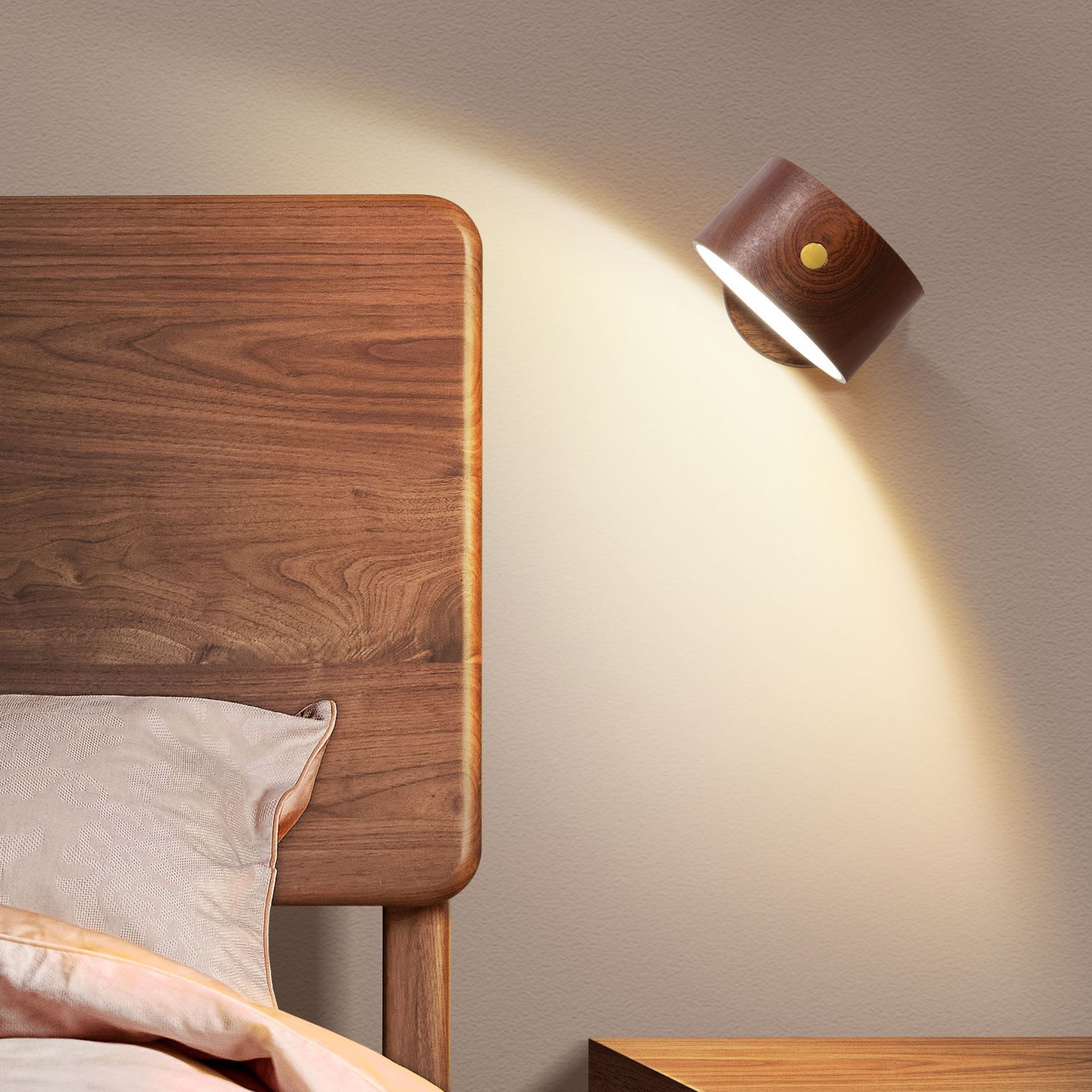 免運 床頭燈 創意木質床頭臺燈USB充電壁燈LED觸摸磁吸走道護眼調光氛圍床頭燈