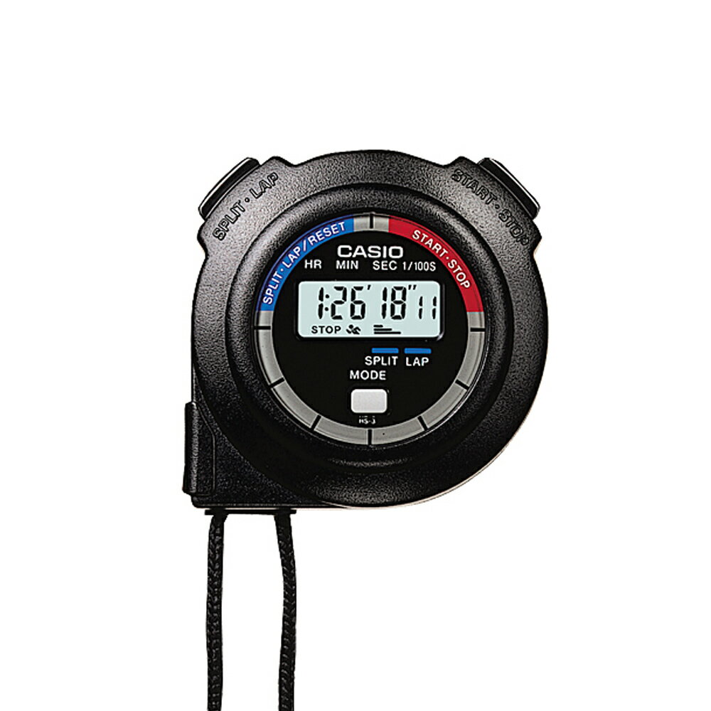 CASIO HS-3V-1R 計時碼錶 (單組記憶10HR) (黑)