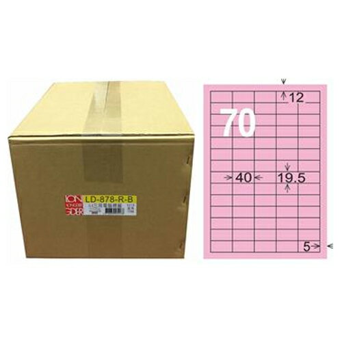【龍德】A4三用電腦標籤 19.5x40mm 粉紅色1000入 / 箱 LD-878-R-B