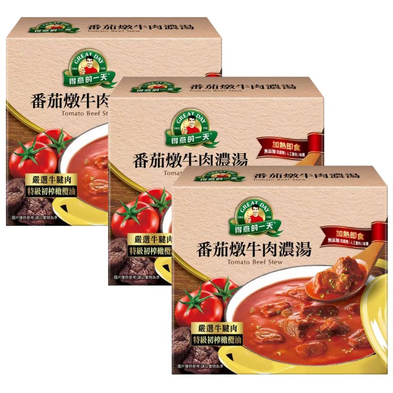 [COSCO代購4] W137370 得意的一天 番茄燉牛肉濃湯 600公克 X 3包