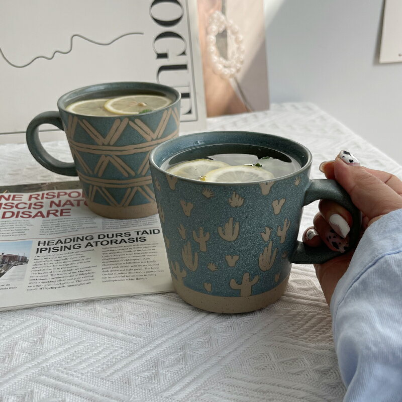 水杯女小眾設計感復古馬克杯大容量咖啡泡茶杯高顏值創意陶瓷杯子