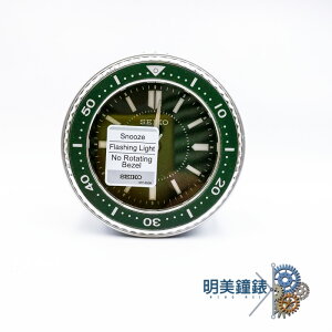 ◆明美鐘錶眼鏡◆SEIKO/精工鬧鐘/潛水錶圈造型靜音鬧鐘(綠色) QHE184M