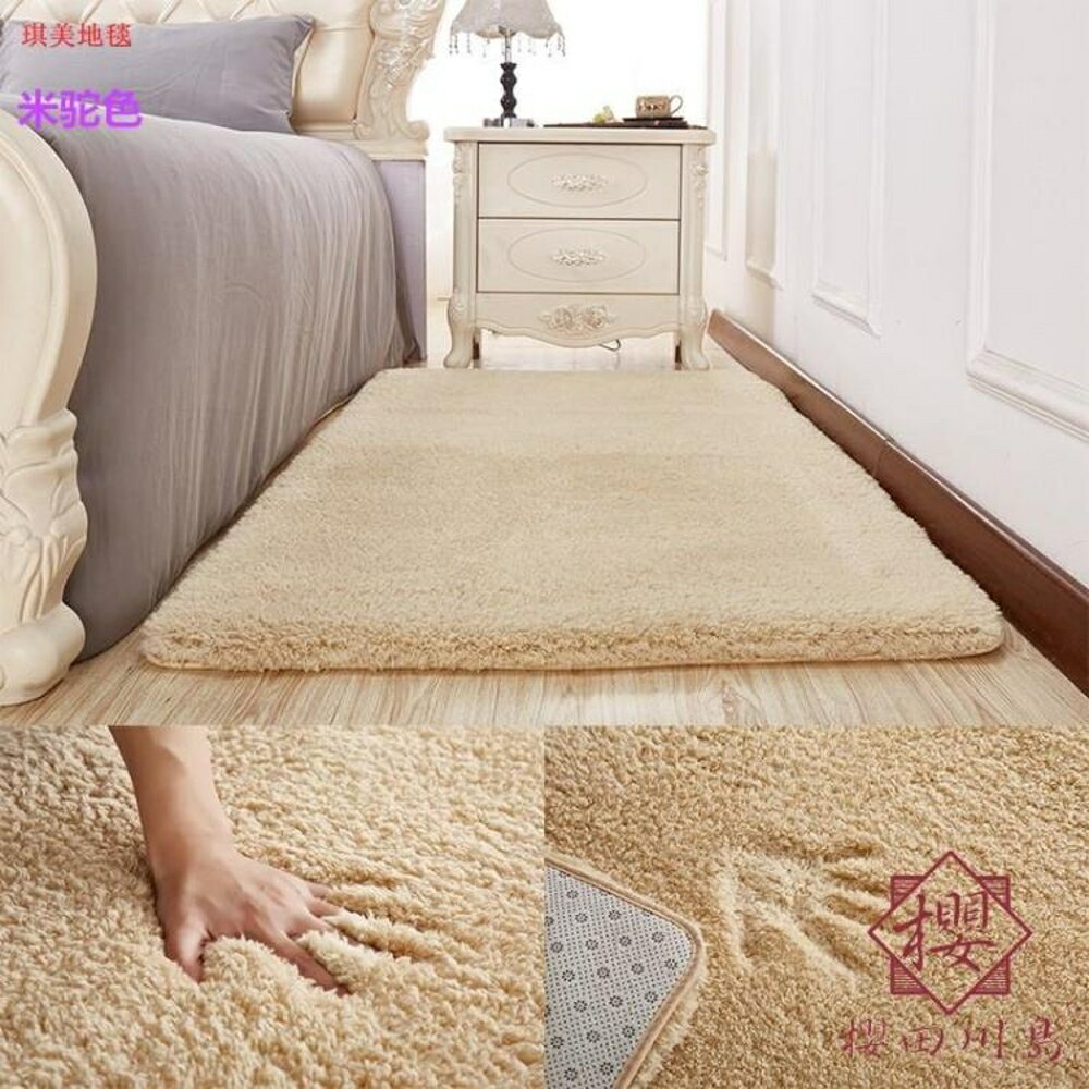 簡約加厚羊羔絨床前床邊臥室地毯客廳地毯【櫻田川島】